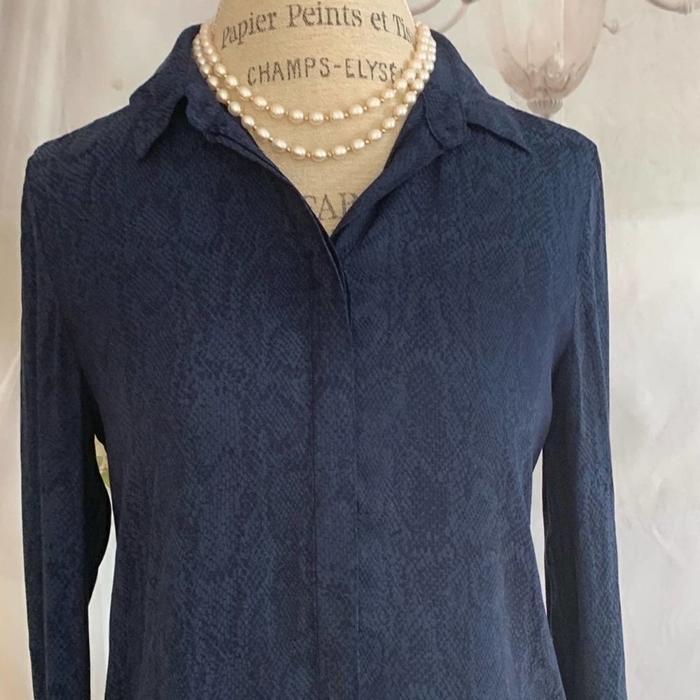 BCBGeneration Blue Snake button Down Tunic shirt - image 7